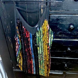 It’s a Rue 21 size Large! Multi color tank with spaghetti straps!